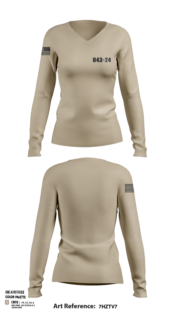 Womens Long Sleeve Vneck Shirt, U43-24, Army, Teamtime, Team time, sublimation, custom sports apparel, team uniforms, spirit wear, spiritwear, sports uniforms, custom shirts, team store, custom team store, fundraiser sports, apparel fundraiser
