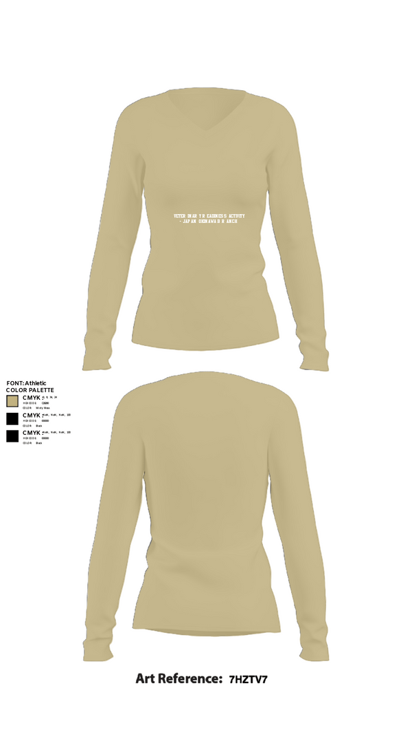 Womens Long Sleeve Vneck Shirt, Veterinary Readiness Activity - Japan  Okinawa Branch, Army, Teamtime, Team time, sublimation, custom sports apparel, team uniforms, spirit wear, spiritwear, sports uniforms, custom shirts, team store, custom team store, fundraiser sports, apparel fundraiser