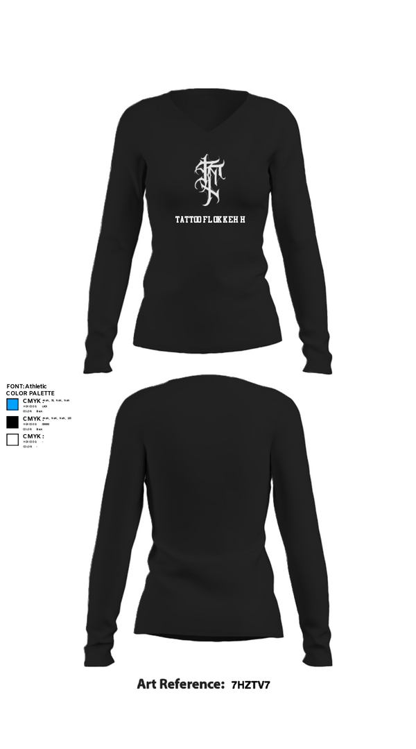 Womens Long Sleeve Vneck Shirt, Tattoo flokkehh, , Teamtime, Team time, sublimation, custom sports apparel, team uniforms, spirit wear, spiritwear, sports uniforms, custom shirts, team store, custom team store, fundraiser sports, apparel fundraiser