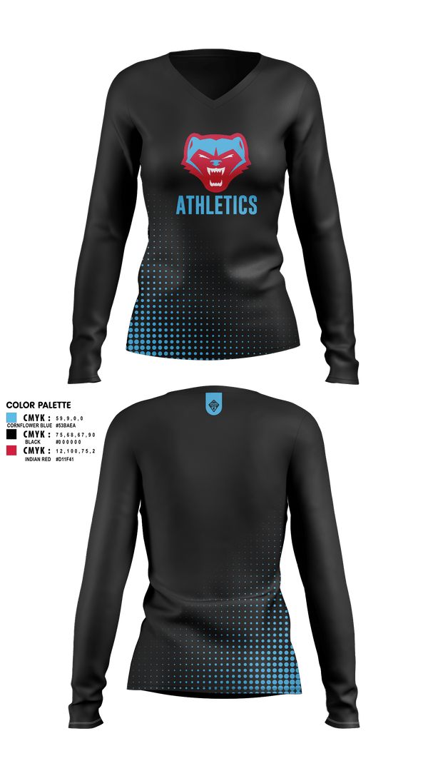 Womens Long Sleeve Vneck Shirt, Rocky Top MSTeam Fishman, Spirit Store, Teamtime, Team time, sublimation, custom sports apparel, team uniforms, spirit wear, spiritwear, sports uniforms, custom shirts, team store, custom team store, fundraiser sports, apparel fundraiser
