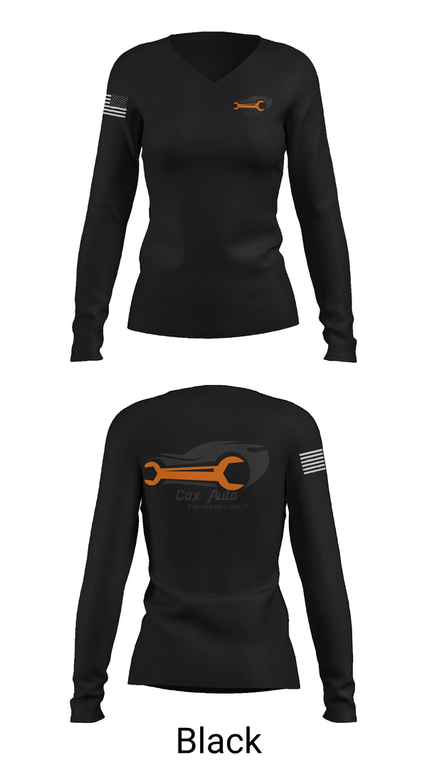 Womens Long Sleeve Vneck Shirt, Cox Auto, , Teamtime, Team time, sublimation, custom sports apparel, team uniforms, spirit wear, spiritwear, sports uniforms, custom shirts, team store, custom team store, fundraiser sports, apparel fundraiser