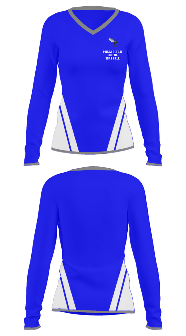 Women's Long Sleeve Vneck Shirt, Phelps High School Softball, Softball, Teamtime, Team time, sublimation, custom sports apparel, team uniforms, spirit wear, spiritwear, sports uniforms, custom shirts, team store, custom team store, fundraiser sports, apparel fundraiser