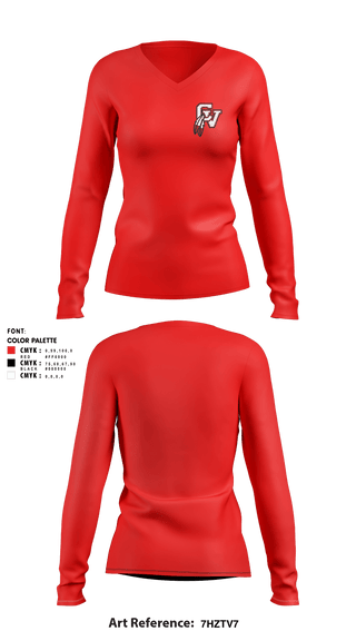 Womens Long Sleeve Vneck Shirt, Big Reds, Track & Field, Teamtime, Team time, sublimation, custom sports apparel, team uniforms, spirit wear, spiritwear, sports uniforms, custom shirts, team store, custom team store, fundraiser sports, apparel fundraiser