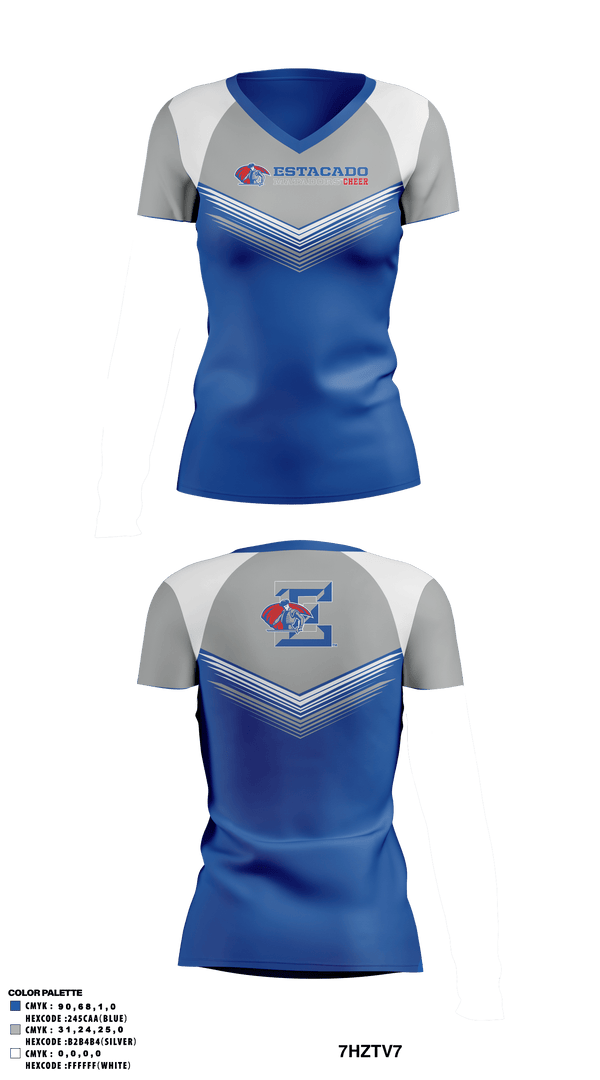 Womens Short Sleeve Vneck Shirt, Estacado High School Cheer, Cheer, Teamtime, Team time, sublimation, custom sports apparel, team uniforms, spirit wear, spiritwear, sports uniforms, custom shirts, team store, custom team store, fundraiser sports, apparel fundraiser
