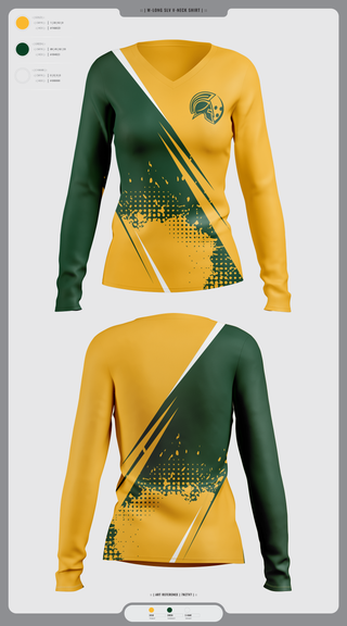 Womens Long Sleeve Vneck Shirt, Glenbrook North Spartan Bowling, Bowling, Teamtime, Team time, sublimation, custom sports apparel, team uniforms, spirit wear, spiritwear, sports uniforms, custom shirts, team store, custom team store, fundraiser sports, apparel fundraiser
