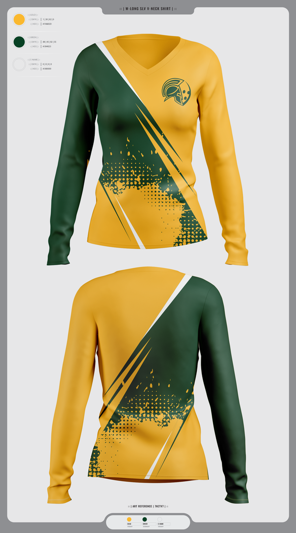 Womens Long Sleeve Vneck Shirt, Glenbrook North Spartan Bowling, Bowling, Teamtime, Team time, sublimation, custom sports apparel, team uniforms, spirit wear, spiritwear, sports uniforms, custom shirts, team store, custom team store, fundraiser sports, apparel fundraiser