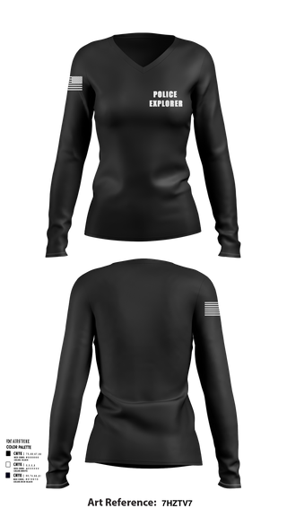 Womens Long Sleeve Vneck Shirt, Police Explorer, Police, Teamtime, Team time, sublimation, custom sports apparel, team uniforms, spirit wear, spiritwear, sports uniforms, custom shirts, team store, custom team store, fundraiser sports, apparel fundraiser