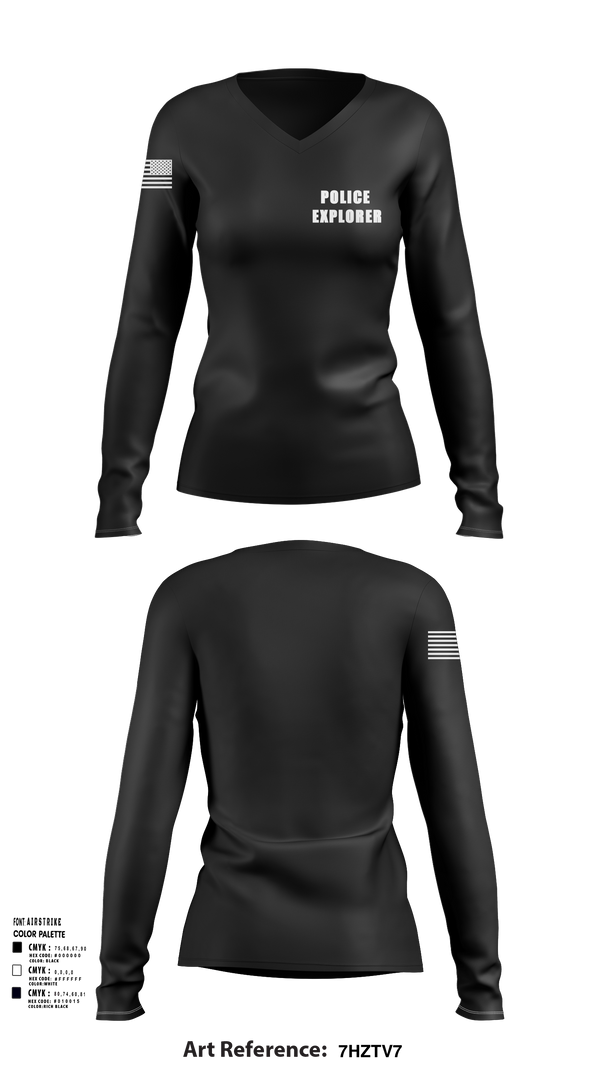 Womens Long Sleeve Vneck Shirt, Police Explorer, Police, Teamtime, Team time, sublimation, custom sports apparel, team uniforms, spirit wear, spiritwear, sports uniforms, custom shirts, team store, custom team store, fundraiser sports, apparel fundraiser