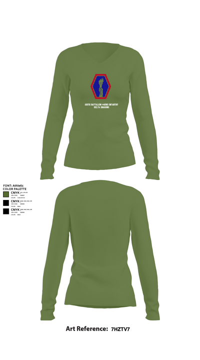 100th Battalion 442nd Infantry Delta dragons 60081058 Women's Long Sleeve V-neck Shirt - 42
