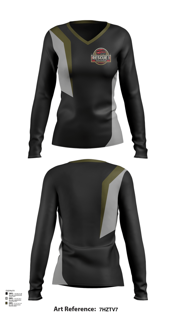 Womens Long Sleeve Vneck Shirt, Rescue 1 transportation, , Teamtime, Team time, sublimation, custom sports apparel, team uniforms, spirit wear, spiritwear, sports uniforms, custom shirts, team store, custom team store, fundraiser sports, apparel fundraiser