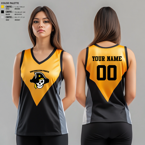 Basketball Uniform, Southwestern Pirates, Women's Basketball, Teamtime, Team time, sublimation, custom sports apparel, team uniforms, spirit wear, spiritwear, sports uniforms, custom shirts, team store, custom team store, fundraiser sports, apparel fundraiser