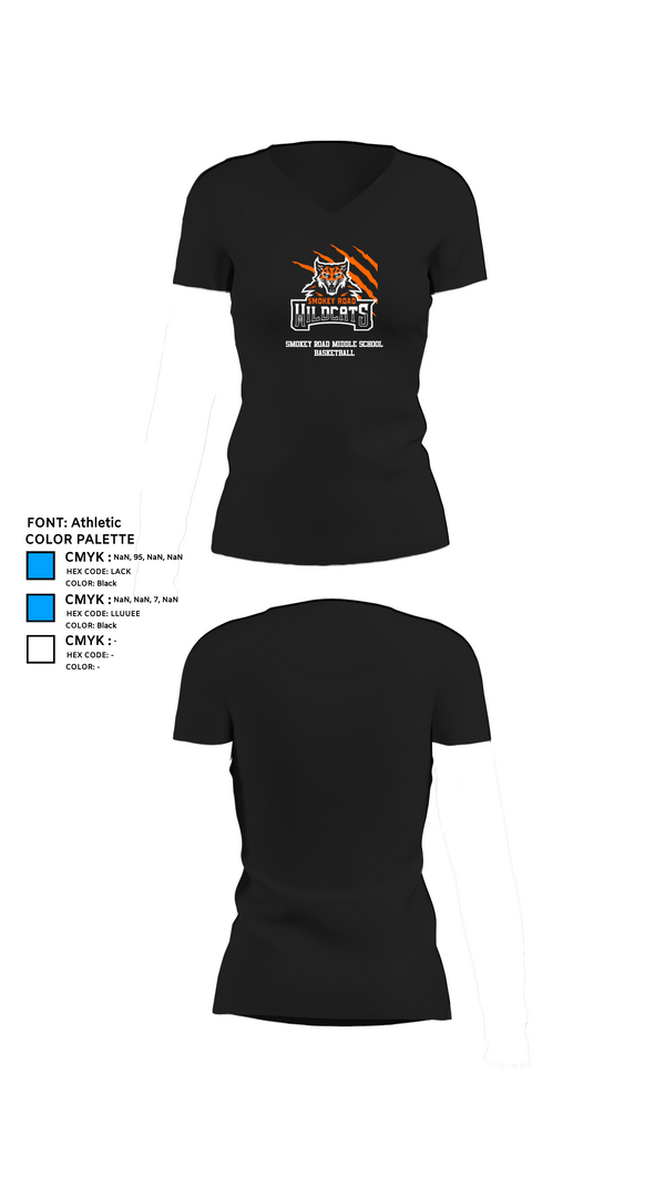 Womens Short Sleeve Vneck Shirt, Smokey Road Middle School Basketball, Women's Basketball, Teamtime, Team time, sublimation, custom sports apparel, team uniforms, spirit wear, spiritwear, sports uniforms, custom shirts, team store, custom team store, fundraiser sports, apparel fundraiser