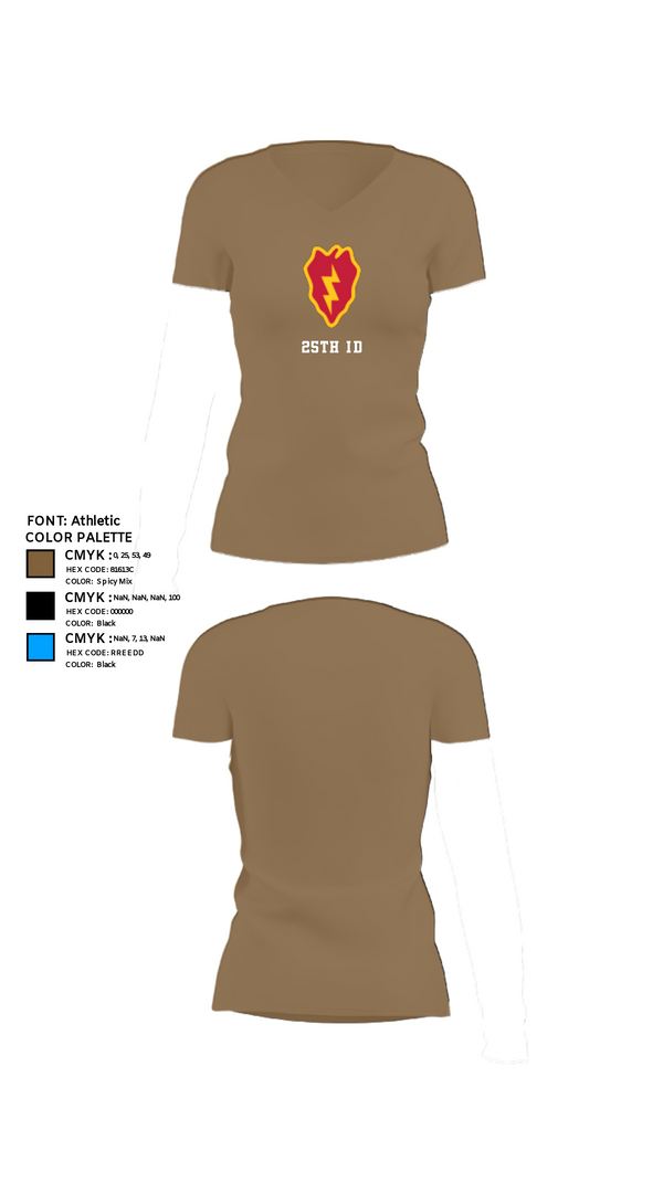 Women's Short Sleeve Vneck Shirt, 25th ID, Army, Teamtime, Team time, sublimation, custom sports apparel, team uniforms, spirit wear, spiritwear, sports uniforms, custom shirts, team store, custom team store, fundraiser sports, apparel fundraiser
