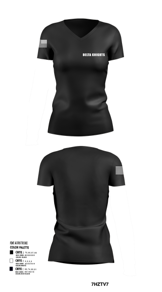 Womens Short Sleeve Vneck Shirt, Delta Knights, , Teamtime, Team time, sublimation, custom sports apparel, team uniforms, spirit wear, spiritwear, sports uniforms, custom shirts, team store, custom team store, fundraiser sports, apparel fundraiser