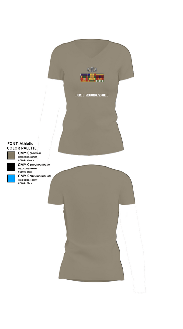 Women's Short Sleeve Vneck Shirt, B Co. 3rd Recon BnForce Reconnaissance, Marines, Teamtime, Team time, sublimation, custom sports apparel, team uniforms, spirit wear, spiritwear, sports uniforms, custom shirts, team store, custom team store, fundraiser sports, apparel fundraiser