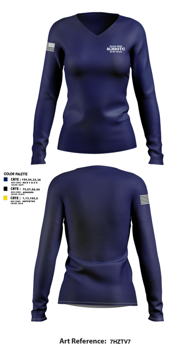Guam High NJROTC Drill Team 32720862 Women's Long Sleeve V-neck Shirt - 105