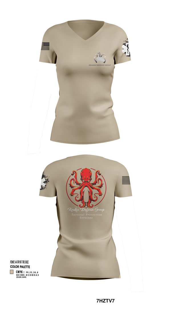 Womens Short Sleeve Vneck Shirt, Kraken Defense Group, , Teamtime, Team time, sublimation, custom sports apparel, team uniforms, spirit wear, spiritwear, sports uniforms, custom shirts, team store, custom team store, fundraiser sports, apparel fundraiser