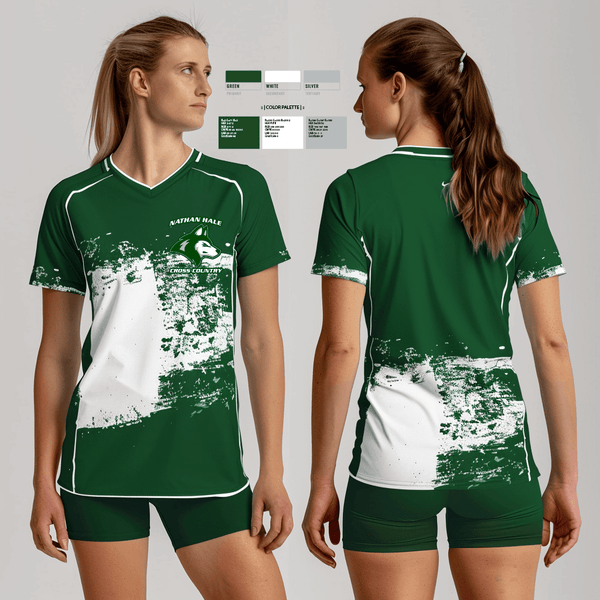 Womens Short Sleeve Vneck Shirt, Nathan Hale High School Cross Country, Cross Country, Teamtime, Team time, sublimation, custom sports apparel, team uniforms, spirit wear, spiritwear, sports uniforms, custom shirts, team store, custom team store, fundraiser sports, apparel fundraiser