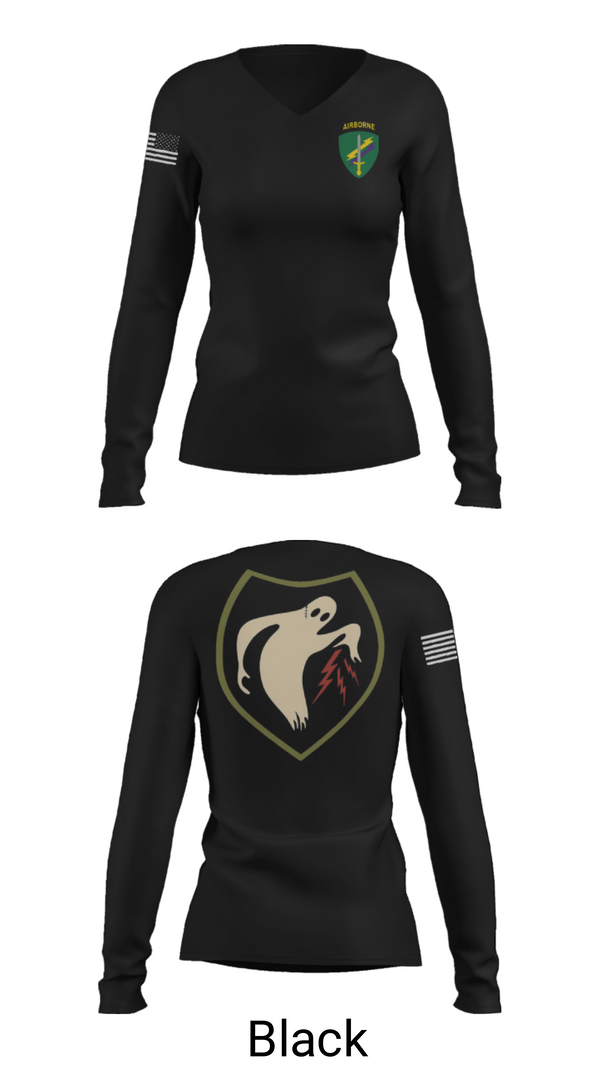 Women's Long Sleeve Vneck Shirt, 325th Tactical PSYOP Co. (A), Army, Teamtime, Team time, sublimation, custom sports apparel, team uniforms, spirit wear, spiritwear, sports uniforms, custom shirts, team store, custom team store, fundraiser sports, apparel fundraiser