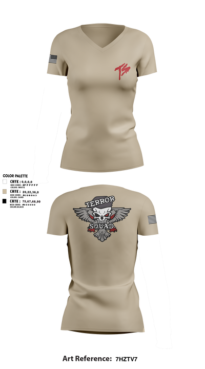 Terro Squad 89875983 Women's Short Sleeve V-neck Shirt - 4