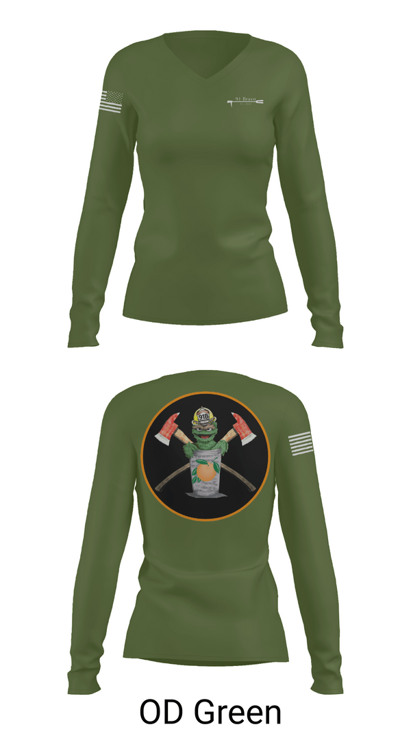 Womens Long Sleeve Vneck Shirt, 91 Bravo, Fire Department, Teamtime, Team time, sublimation, custom sports apparel, team uniforms, spirit wear, spiritwear, sports uniforms, custom shirts, team store, custom team store, fundraiser sports, apparel fundraiser