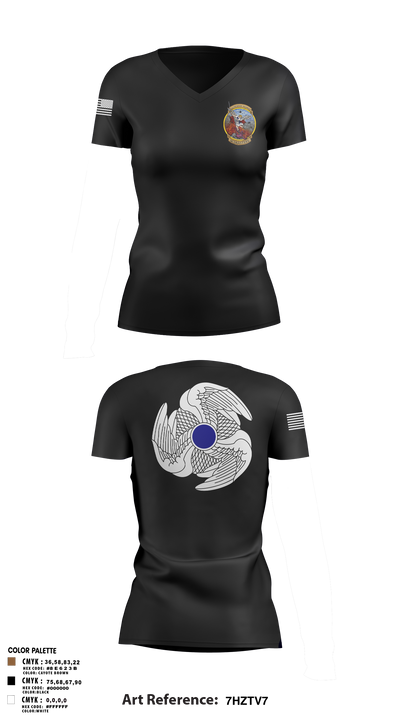 1-222nd AVN RGT 56947189 Women's Short Sleeve V-neck Shirt - 3