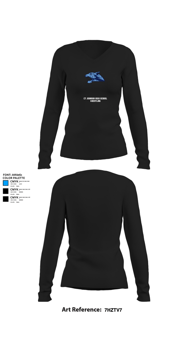 Womens Long Sleeve Vneck Shirt 1, CT Johnson High School Wrestling, Wrestling, Teamtime, Team time, sublimation, custom sports apparel, team uniforms, spirit wear, spiritwear, sports uniforms, custom shirts, team store, custom team store, fundraiser sports, apparel fundraiser
