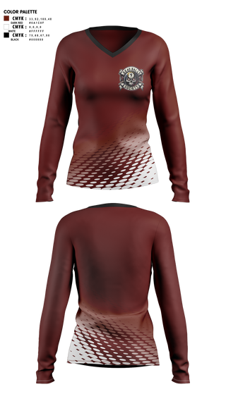 Womens Long Sleeve Vneck Shirt, Dead Balls Society, Bowling, Teamtime, Team time, sublimation, custom sports apparel, team uniforms, spirit wear, spiritwear, sports uniforms, custom shirts, team store, custom team store, fundraiser sports, apparel fundraiser