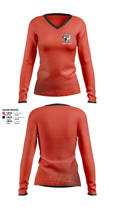 Orangeville Bengals 6421541 Women's Long Sleeve V-neck Shirt - 1