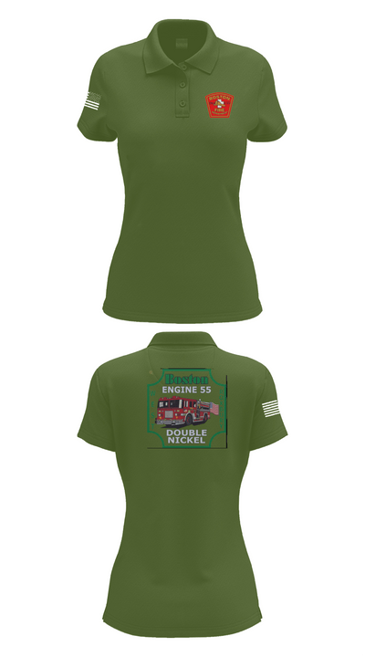 Boston Fire Department Engine 55 92329378 Women's Short Sleeve Performance Polo  - 55