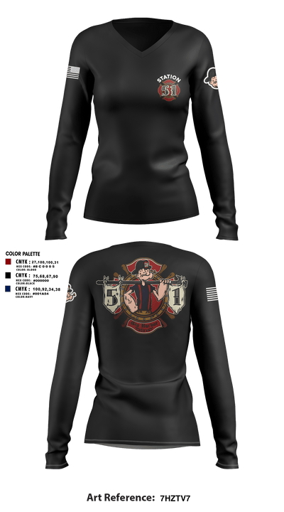 Station 51 74948008 Women's Long Sleeve V-neck Shirt - 3