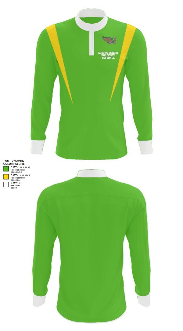 Quarter Zip Jacket, Southwestern High School Softball, Softball, Teamtime, Team time, sublimation, custom sports apparel, team uniforms, spirit wear, spiritwear, sports uniforms, custom shirts, team store, custom team store, fundraiser sports, apparel fundraiser