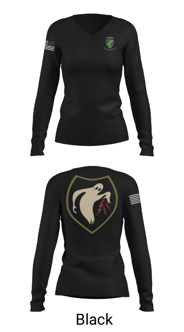 Women's Long Sleeve Vneck Shirt, 325th Tactical PSYOP Co. (A), Army, Teamtime, Team time, sublimation, custom sports apparel, team uniforms, spirit wear, spiritwear, sports uniforms, custom shirts, team store, custom team store, fundraiser sports, apparel fundraiser