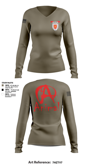 Womens Long Sleeve Vneck Shirt, 1/7 animal, Marines, Teamtime, Team time, sublimation, custom sports apparel, team uniforms, spirit wear, spiritwear, sports uniforms, custom shirts, team store, custom team store, fundraiser sports, apparel fundraiser