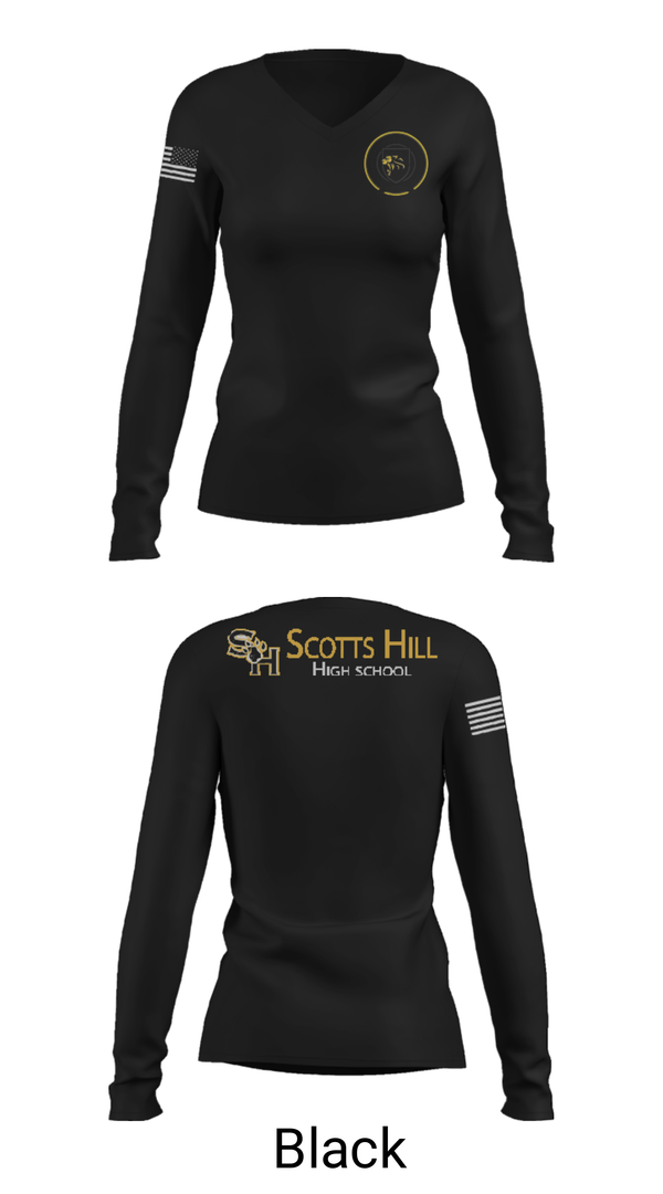 Womens Long Sleeve Vneck Shirt, Scotts Hill High School Band, Spirit Store, Teamtime, Team time, sublimation, custom sports apparel, team uniforms, spirit wear, spiritwear, sports uniforms, custom shirts, team store, custom team store, fundraiser sports, apparel fundraiser