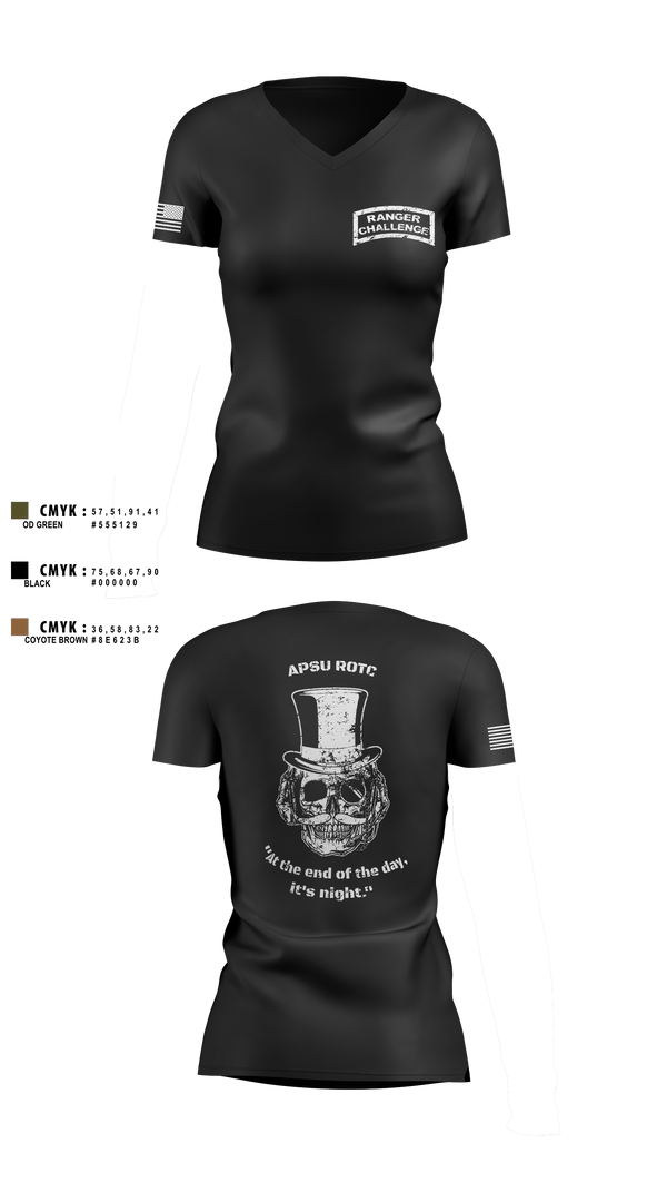 Womens Short Sleeve Vneck Shirt, APSU RANGER CHALLENGE, Army, Teamtime, Team time, sublimation, custom sports apparel, team uniforms, spirit wear, spiritwear, sports uniforms, custom shirts, team store, custom team store, fundraiser sports, apparel fundraiser
