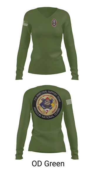 Womens Long Sleeve Vneck Shirt 1, 7th CST, Army, Teamtime, Team time, sublimation, custom sports apparel, team uniforms, spirit wear, spiritwear, sports uniforms, custom shirts, team store, custom team store, fundraiser sports, apparel fundraiser