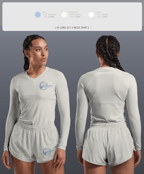 Womens Long Sleeve Vneck Shirt, Elite Coats 502, , Teamtime, Team time, sublimation, custom sports apparel, team uniforms, spirit wear, spiritwear, sports uniforms, custom shirts, team store, custom team store, fundraiser sports, apparel fundraiser