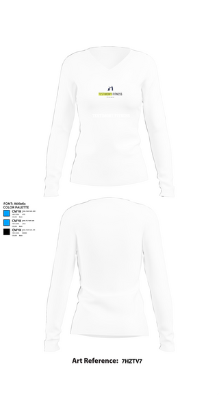Womens Long Sleeve Vneck Shirt 1, Testimony Fitness, , Teamtime, Team time, sublimation, custom sports apparel, team uniforms, spirit wear, spiritwear, sports uniforms, custom shirts, team store, custom team store, fundraiser sports, apparel fundraiser