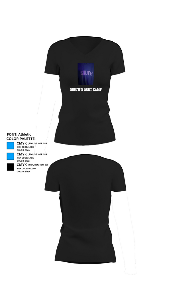 Womens Short Sleeve Vneck Shirt, South’s Boot Camp, , Teamtime, Team time, sublimation, custom sports apparel, team uniforms, spirit wear, spiritwear, sports uniforms, custom shirts, team store, custom team store, fundraiser sports, apparel fundraiser