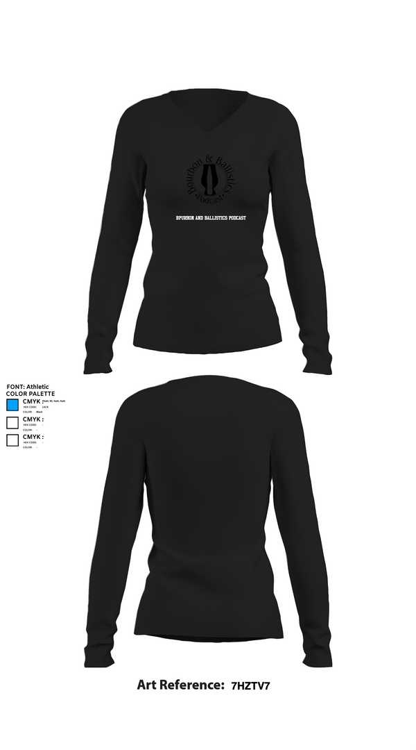 Womens Long Sleeve Vneck Shirt, Bpurbon and Ballistics Podcast, , Teamtime, Team time, sublimation, custom sports apparel, team uniforms, spirit wear, spiritwear, sports uniforms, custom shirts, team store, custom team store, fundraiser sports, apparel fundraiser