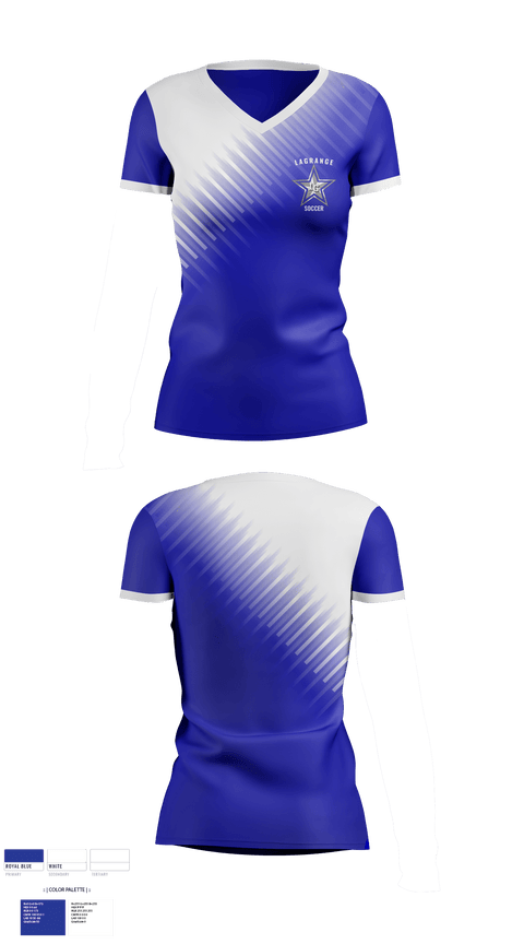 Womens Short Sleeve Vneck Shirt, Lagrange High School Soccer, Women's Soccer, Teamtime, Team time, sublimation, custom sports apparel, team uniforms, spirit wear, spiritwear, sports uniforms, custom shirts, team store, custom team store, fundraiser sports, apparel fundraiser