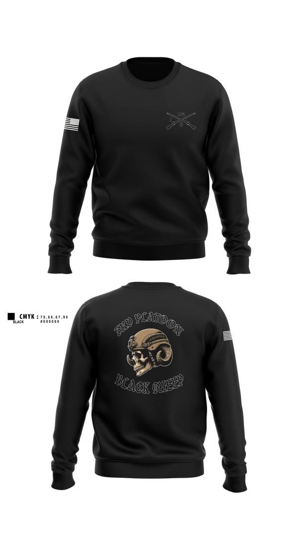 Crew Neck Sweatshirt, 3rd PLT Black SheepDelta company 114, Army, Teamtime, Team time, sublimation, custom sports apparel, team uniforms, spirit wear, spiritwear, sports uniforms, custom shirts, team store, custom team store, fundraiser sports, apparel fundraiser
