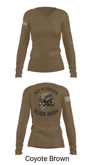 Women's Long Sleeve Vneck Shirt, 3rd PLT Black Sheep, Army, Teamtime, Team time, sublimation, custom sports apparel, team uniforms, spirit wear, spiritwear, sports uniforms, custom shirts, team store, custom team store, fundraiser sports, apparel fundraiser