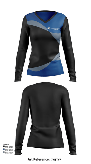 Womens Long Sleeve Vneck Shirt, Hammerheads Racing, Spirit Store, Teamtime, Team time, sublimation, custom sports apparel, team uniforms, spirit wear, spiritwear, sports uniforms, custom shirts, team store, custom team store, fundraiser sports, apparel fundraiser