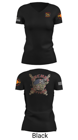 Womens Short Sleeve Vneck Shirt, Archer Battery 2-2 FA, Army, Teamtime, Team time, sublimation, custom sports apparel, team uniforms, spirit wear, spiritwear, sports uniforms, custom shirts, team store, custom team store, fundraiser sports, apparel fundraiser