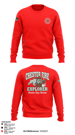 Crew Neck Sweatshirt, Chester fire explorers, Fire Department, Teamtime, Team time, sublimation, custom sports apparel, team uniforms, spirit wear, spiritwear, sports uniforms, custom shirts, team store, custom team store, fundraiser sports, apparel fundraiser