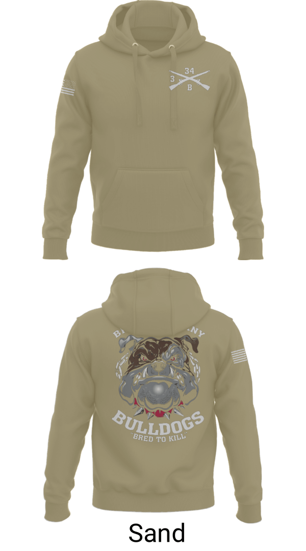 Hoodie, B/3-34 Bulldogs, Army, Teamtime, Team time, sublimation, custom sports apparel, team uniforms, spirit wear, spiritwear, sports uniforms, custom shirts, team store, custom team store, fundraiser sports, apparel fundraiser