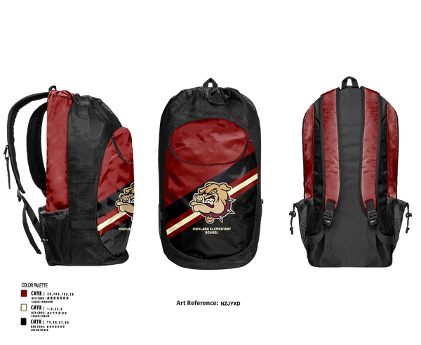 Gear Bag, Highland Elementary School, Spirit Store, Teamtime, Team time, sublimation, custom sports apparel, team uniforms, spirit wear, spiritwear, sports uniforms, custom shirts, team store, custom team store, fundraiser sports, apparel fundraiser