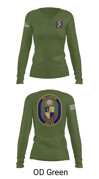 Womens Long Sleeve Vneck Shirt, USS LABOON - DDG 58, Navy, Teamtime, Team time, sublimation, custom sports apparel, team uniforms, spirit wear, spiritwear, sports uniforms, custom shirts, team store, custom team store, fundraiser sports, apparel fundraiser
